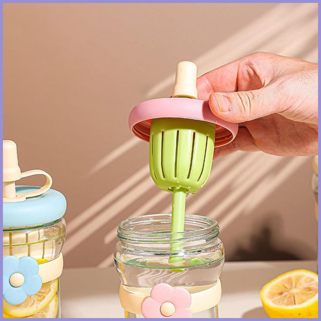 Chai thủy tinh có nắp đậy 500ml Chai nước thủy tinh trong suốt Bộ đồ uống có thể tái sử dụng có ống hút silicon cho đồ uống mueadsyvn