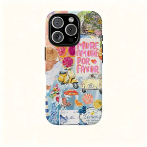 Họa tiết cắt dán phong cách mùa hè Thích hợp cho iPhone17 17Pro 16 15 13 XR 13mini 8PLUS Vỏ điện thoại chống sốc hai lớp Vỏ bảo vệ toàn diện bóng loáng