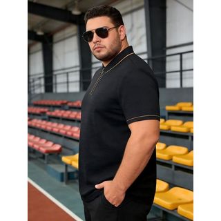 Plus Size 100-180KG Nam Zip Up Thoáng Khí Mùa Hè Oversize Áo Sơ Mi Polo