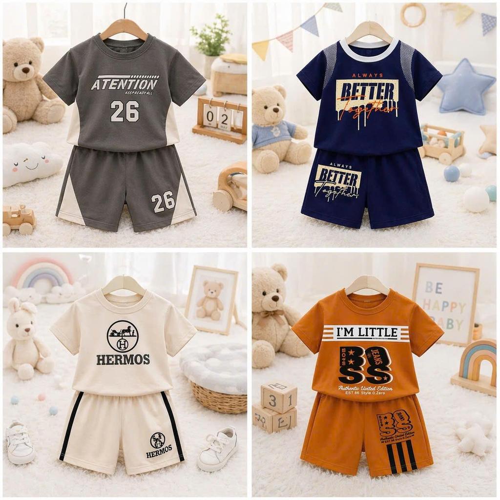 Sét đồ cho trẻ em Mẫu HERMOOS COMBO 4Bộ/4màu 7-50kg UNISEX NAM NỮ HOT TREND chất vải thun lạnh