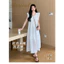 Trang phục bà bầu mùa hè màu trắng rỗng Váy bay nhỏ