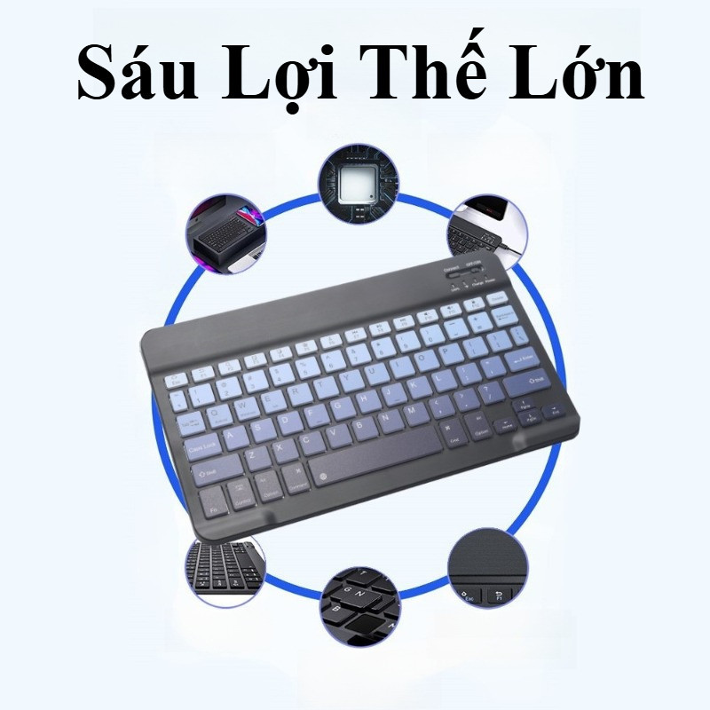 Bàn Phím Bluetooth 10 Inch,kèm Chuột RGB,màu Chuyển Sắc Cao Cấp, Dùng Cho điện Thoại/máy Tính Bảng/máy Tính Xách Tay