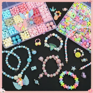 Bộ đồ Chơi DIY Xâu Vòng Tay, Vòng Cổ Hạt Cườm – Set 24 Lưới, Kèm Dây Cước Và Khung Bờm, đồ Chơi Sáng Tạo Cho Bé Gái