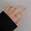 Nhẫn chữ H dành cho nữ - Mạ điện bằng đồng mạ vàng - Dây chuyền rỗng Zircon Inlay - Thiết kế mở có thể điều chỉnh - Kiểu dáng văn phòng hàng ngày Niche sang trọng nhẹ nhàng