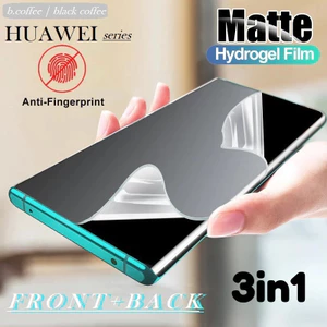 Điện thoại 3in1 Matte Mặt trước Bảo vệ màn hình cho Huawei Nova 9 8i 8 SE 7SE 7i 7 Pro Phim mặt sau bằng sợi Carbon cho Huawei Nova 6SE 6 5Z 5T 5I 5 4E 4 3i 3 Pro Phim Hydrogel mờ