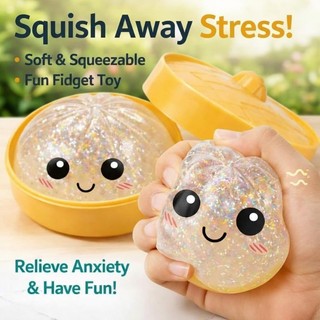 Đồ chơi squishy bánh bao lấp lánh kèm hộp, bóp giảm căng thẳng