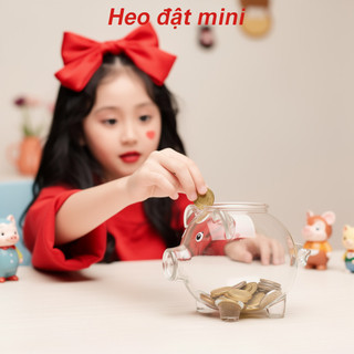 Thủy Tinh Heo Đất Trong Suốt Borosilicate Đồng Xu Bình Dễ Thương Để Bàn Trang Trí Trẻ Em Tiết Kiệm Quà Tặng Văn Phòng Tại Nhà