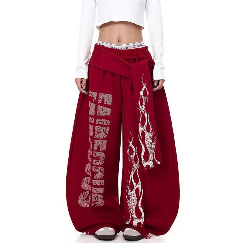 Quần Ống Rộng Thiết Kế Đường Phố Hip Hop Dành Cho Nữ