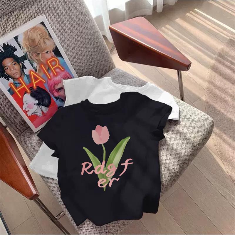 BOOM Áo Baby Tee Nữ Cotton Ôm Body-Áo Thun Ngắn Tay Y2K In Hình PhongCách Mùa Hè, Cổ Tròn Hàng Đầucách hàn quốc phongA85