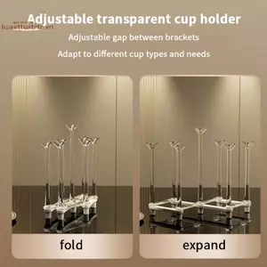 TRTR Cốc Có Thể Thu Vào Sấy Ra Đáy Chống Trơn Trượt Có Thể Điều Chỉnh Khoảng Cách Chai Thoát Nước Đứng Chống Bụi Trong Suốt Bảo Quản Sấy Kệ Nhà Bếp VN