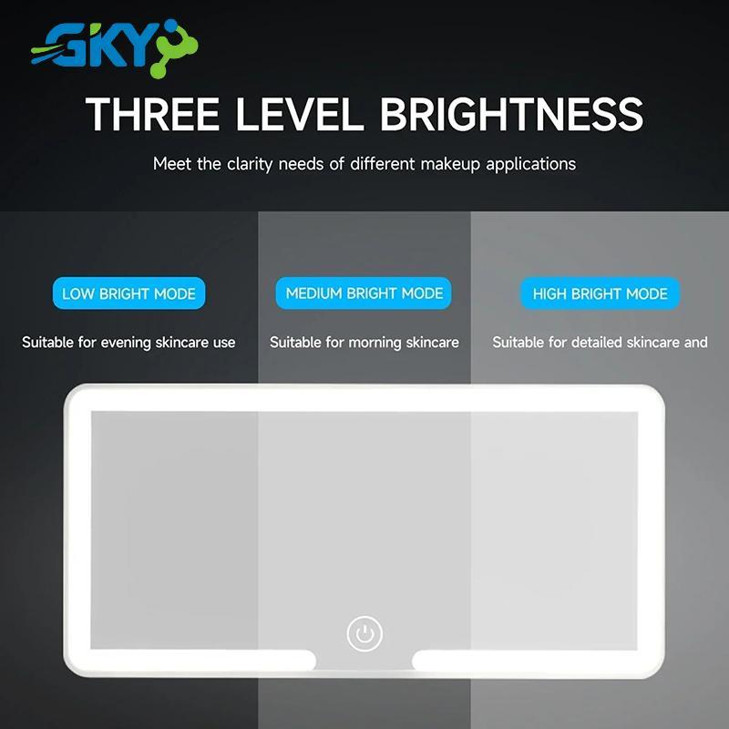 GKY Xe LED Trang Điểm Gương Ba Bánh Răng Điều Chỉnh Tấm Che Nắng Nội Thất Gương Phía Sau Có Thể Điều Chỉnh Độ Sáng Màn Hình Cảm Ứng Tự Động Vanity Gương GKY