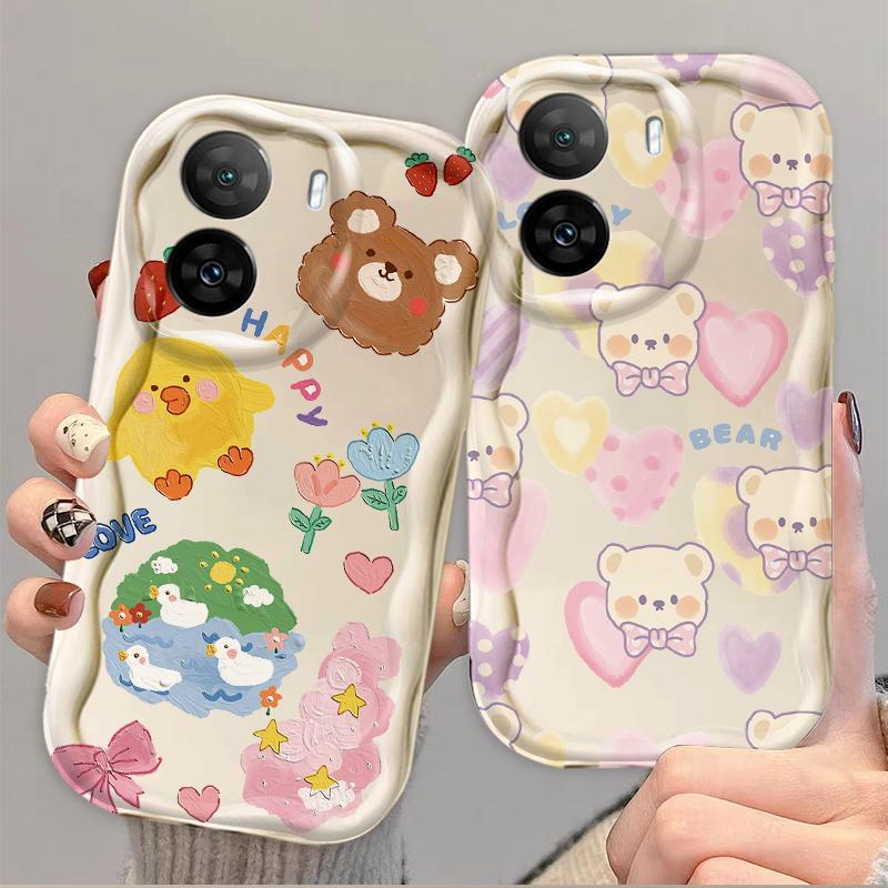 Thích Hợp Cho OPPO A57 4G A77 4G A77S 4G 3D Bé Gái Mềm TPU Gấu Tình Yêu Hoa Chống Sốc Trường Hợp Điện Thoại