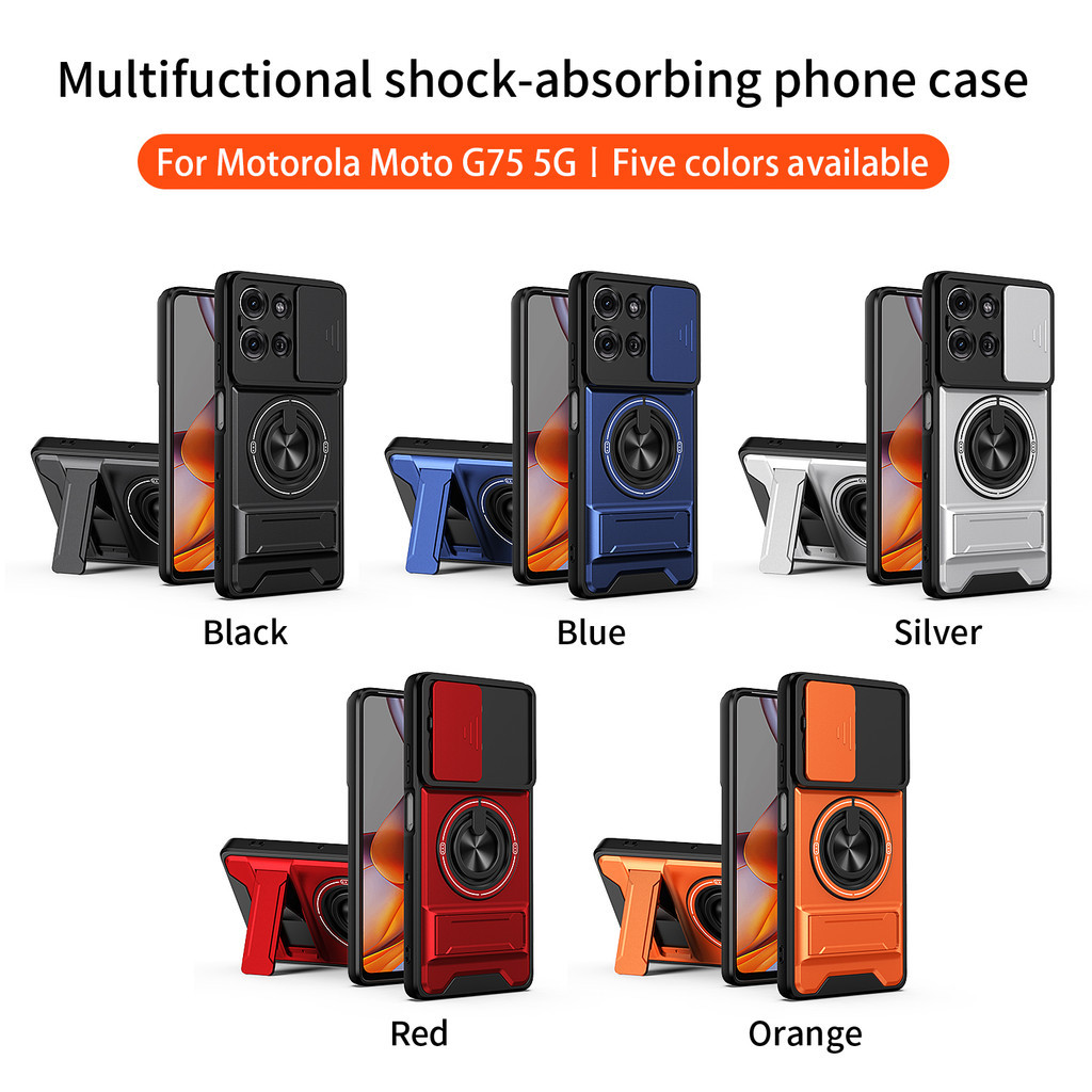 Ốp Điện Thoại Đa Năng Sang Trọng Thích Hợp Cho Motorola G75 G77 G67 5G Dây 360°Giá đỡ vòng có vỏ máy ảnh Vỏ bảo vệ toàn diện chống sốc