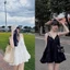 DECI TOP-Áo Hai Dây Babydoll Ren, Áo Hai Dây Tiểu Thư Dấu Quần MyaHouse