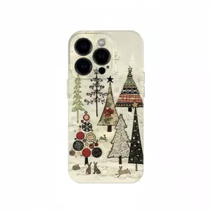 Ốp Điện Thoại Cây Giáng Sinh Nghệ Thuật QYJS Thích Hợp Cho IPhone 17 AIR 12 PRO 13 14 15 16 ProMax 11 XR XSMAX 7 8 PLUS Phim Vỏ Cứng Bề Mặt Sáng Bóng Chống Sốc