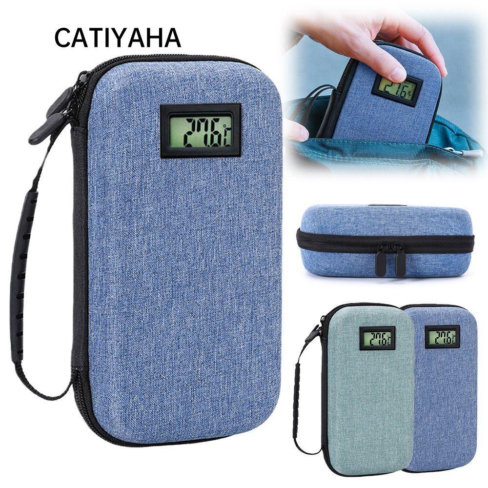 Túi làm mát Insulin CATIYAHA, Bảo quản lạnh bằng cách nhiệt EVA, bền bỉ với màn hình nhiệt kế Bộ sắp xếp thuốc làm lạnh không thấm nước cho bệnh nhân tiểu đường