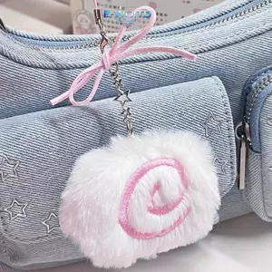 E-WOITD Dễ Thương Sang Trọng Mực Cuộn Móc Khóa Lông Tơ Mềm Anime Đồ Chơi Nhồi Bông Bapa Túi Charm Mặt Dây Chuyền Có Thểdorkable Món Quà Đáng Yêu E-WOITD