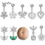 AqToCna Thép Không Gỉ Hoa Bướm Bụng Nút Nhẫn Nữ Pha Lê Zircon Trái Tim Rốn Xuyên Trang Trí Gợi Cảm Cơ Thể Trang Sức AqToCna