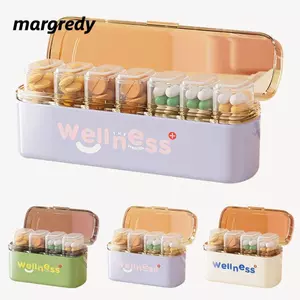Hộp đựng thuốc du lịch MARGREDY, Hộp đựng thuốc hàng tuần chống ẩm 4 / 7 lưới, ngăn nhỏ có thể tháo rời Hộp đựng thuốc cầm tay Vitamin