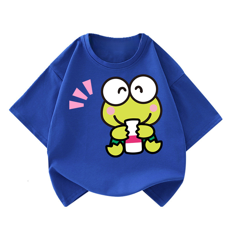 Áo thun ngắn tay Keroppi Ếch 2D in hình trẻ em dáng rộng phù hợp cho buổi biểu diễn mùa hè và mặc hàng ngày