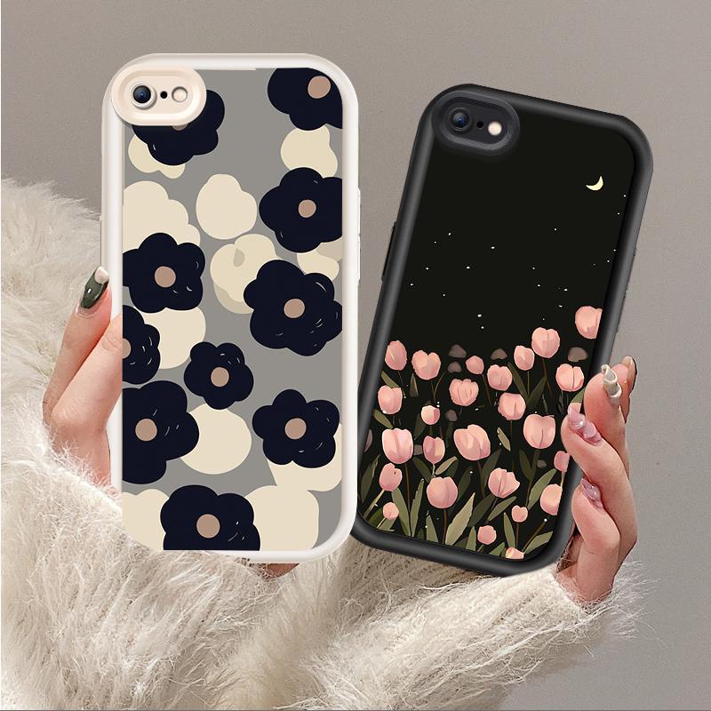 Ốp Lưng Cho iPhone 6 6s 7 8 se2020 Plus Hoạt Hình Silicon Phụ Kiện Vỏ Điện Thoại Mềm TPU Hoa Tulip Thiên Thần Mắt Chống Sốc Ốp Lưng