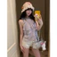 ✅ nữ ✅ Thanh Lịch Chấm Bi In Dây Khói Tím Sóng Chấm Treo Dây Sling Nữ Thiết Kế Mùa Hè Cảm Giác Slim-fit Vest Mặc Ngoài Gợi Cảm Hot Girl Ngắn Top Hợp Thời Trang