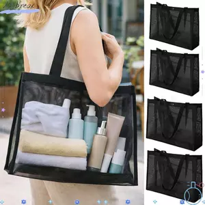 Túi đeo vai DAYBREAK, Túi đi biển dung tích lớn rỗng, Túi đựng đồ trang điểm trong suốt bằng lưới đa chức năng dành cho nữ