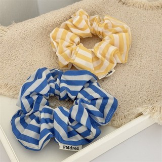 Hululu / Hàn Quốc Xanh Trắng Sọc Vải Scrunchy Dây Buộc Tóc Sức Sống Cao Cấp Đầu Dây Buộc Hoa Phong Cách Mới Dây Tóc