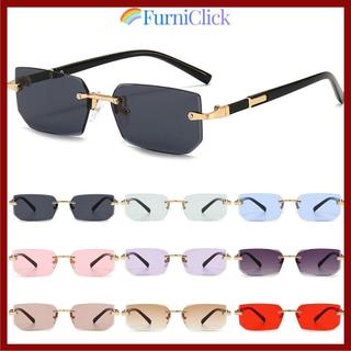 [Giao hàng từ Việt Nam] Kính râm hình chữ nhật không vành FURNICLICK, Kính râm không khung bảo vệ UV400 Y2K, Kính mắt thời trang dành cho nữ và nam giới