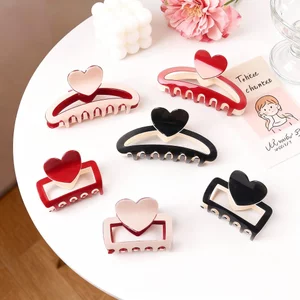 Diting Trang Sức Pháp Lãng Mạn Tình Yêu Lấy Kẹp Niche Thiết Kế Hai Màu Khâu Tóc Ngày Lễ Tình Nhân Cá Mập Kẹp Nữ