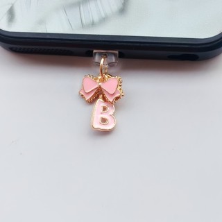 Điện Thoại Di Động Chống Bụi Cắm Tự Làm Hồng Nơ Chữ Cái Tiếng Anh A-Z Mặt Dây Chuyền Trang Trí Điện Thoại Di Động