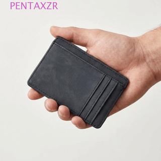 Hộp đựng thẻ Mini PENTAXZR, Hộp đựng thẻ tín dụng bằng da Pu màu trơn, Hộp đựng thẻ ngân hàng nhỏ siêu mỏng đa chức năng đơn giản dành cho nam / nữ