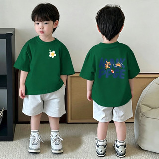 (Từ 1-12 tuổi) Áo thun ngắn tay cho bé trai, áo thun in hình hoa hoạt hình, áo thun cổ tròn