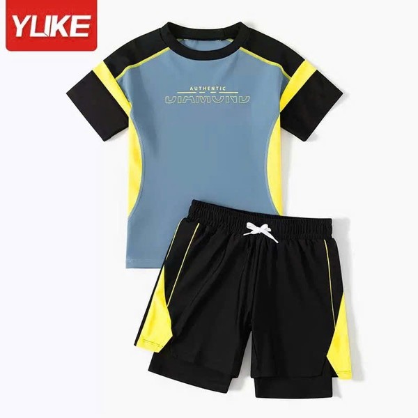 Bộ Bơi Bé Trai Cộc Tay YLIKE Phối Màu Siêu Chất - Vải Bơi Co Dãn Bốn Chiều, Bé Thoải Mái Vận Động