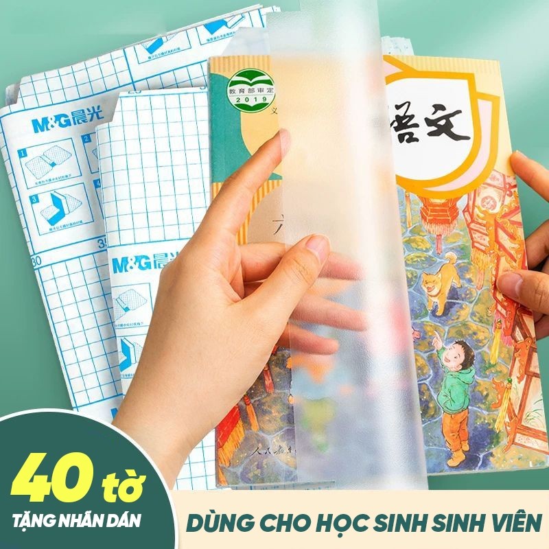 Decal Bọc Sách Vở Trong Suốt Tự Dính, 3 Cỡ Phổ Biến, Kèm 10 Nhãn Tên, Chống Nước, Dễ Bọc, Phù Hợp Mọi Loại Sách Của Bé