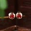 Bông Tai Camellia MãNão Đỏ Bạc S925 Phong Cách Retro Sang Trọng