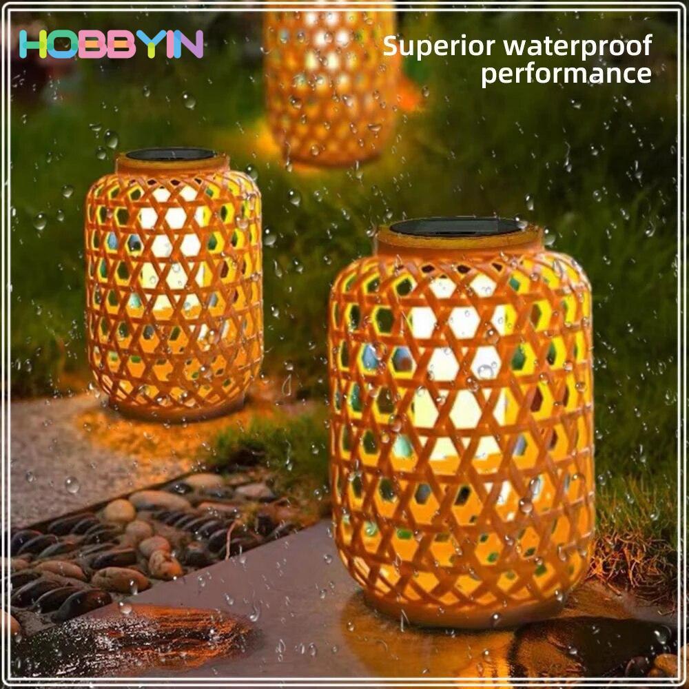 Đèn lồng mây giả HOBBYIN với đèn LED ấm áp - Trang trí ngoại thất cao cấp chống nước