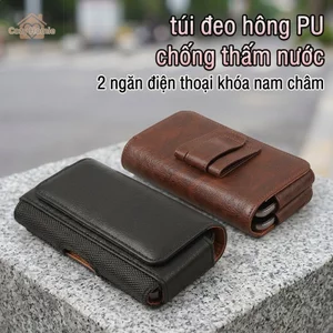 túi đeo hông da PU cao cấp chống thấm nước khóa nam châm đựng điện thoại lớn bền bỉ đi làm du lịch