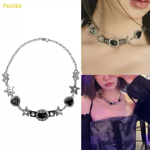 Dây chuyền hình trái tim và ngôi sao kim cương giả, đẹp mắt cho xương đòn ngọt ngào