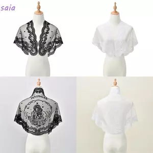Khăn choàng ren tam giác thoáng khí dành cho phụ nữ Công giáo cầu nguyện, thiết kế thêu lưới rỗng thanh lịch