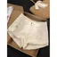 Quần Short Denim Chữ A Màu Off-White Eo Cao Dáng Siêu Ngắn Cho Mùa Hè