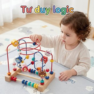 Đồ chơi viền hạt bằng gỗ Động vật Trái cây Montessori Giáo dục Ban bận rộn Tập đi Động cơ mịn