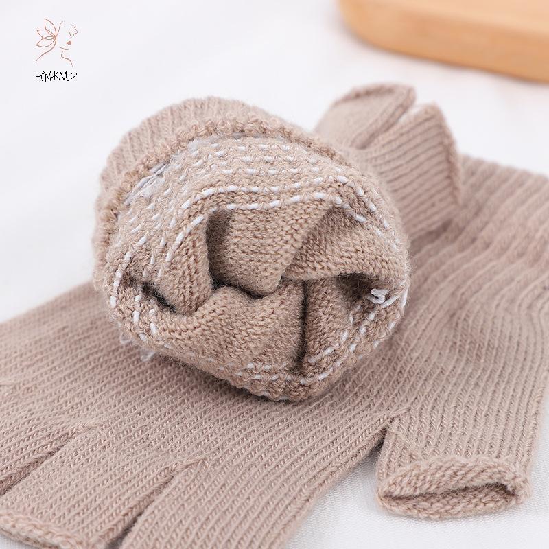 Găng tay nửa ngón ngắn dệt kim co giãn, cổ tay ấm, nhiều màu sắc - Phụ kiện mùa đông đi xe đạp.