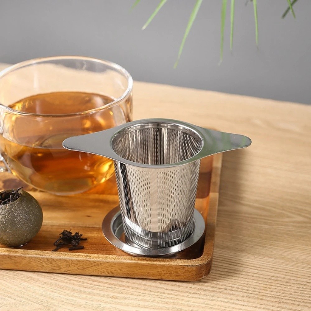 Bộ lọc trà tai đôi sáng tạo Bộ tách trà hình nón bằng thép không gỉ