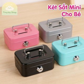 Hộp Đựng Tiền Kim Loại Mini Trẻ Em Tiền An Toàn Có Thể Khóa Đồng Xu Ngân Hàng Thép Hộp Bảo Quản Văn Phòng Tại Nhà
