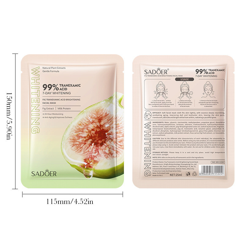 SADOER Fig Tranexamic Acid Beauty.White Mask Hydrating Dưỡng ẩm Làm săn chắc da Mặt nạ (Ủy quyền chính hãng chính thức)