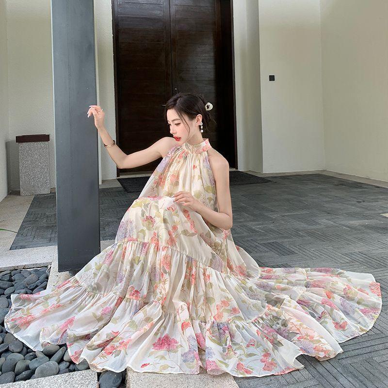 [Khuyến mãi] Đầm dây trà cỡ lớn phong cách Pháp, phù hợp đi biển. Style nghỉ mát nhẹ nhàng và thẩm mỹ siêu cổ tích Mori.