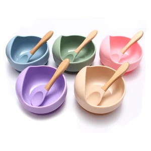 Trẻ Em Thực Phẩm Bổ Sung Bát Thìa Silicon Ốc Thực Phẩm Chịu Nhiệt Độ Cao Cho Bé Đĩa Ăn Bộ Đồ Ăn PZUH