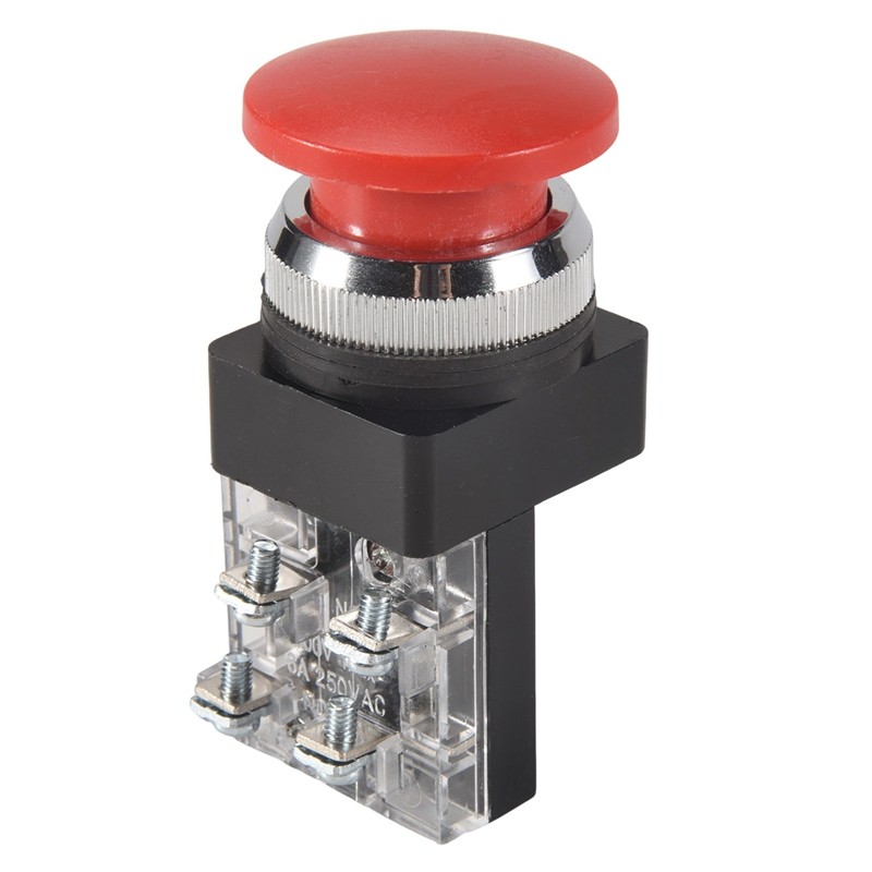 Đỏ Xanh AC 250V 6A DPST Công tắc nút nhấn đầu nấm tạm thời