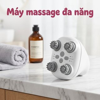 Máy Mát Xa Da Đầu Hồng Ngoại 4 Đầu Cầm Tay Tăng Trưởng Tóc IPX7 ABS Chống Thấm Nước Home Spa